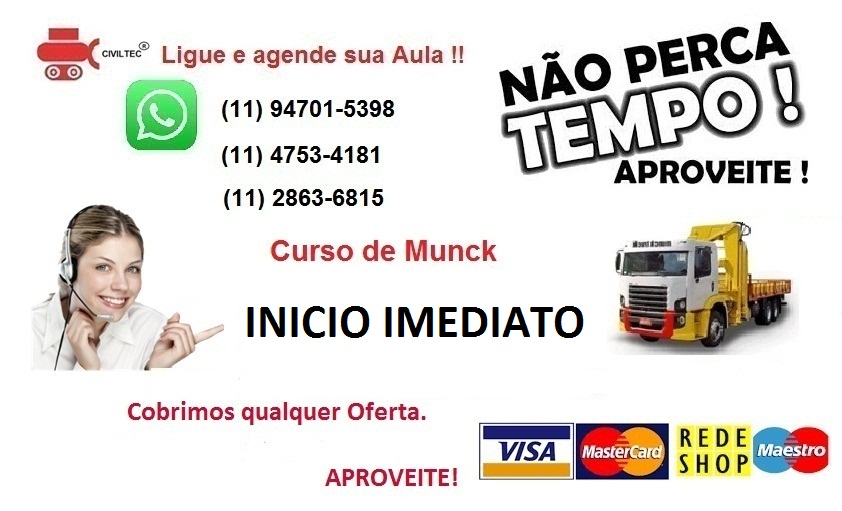 Curso de Operador de Guindauto/Munck na Zona Norte de SP