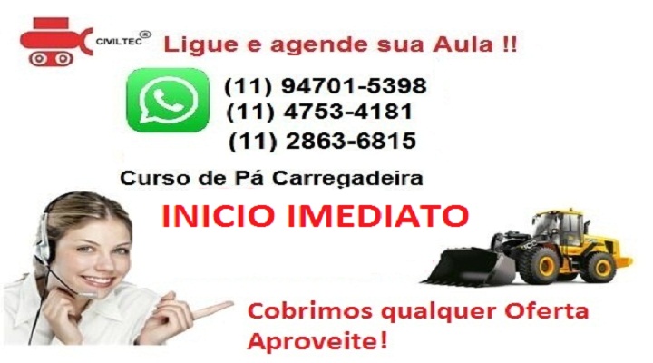 Curso de Operador de Pá Carregadeira na Zona Sul de SP