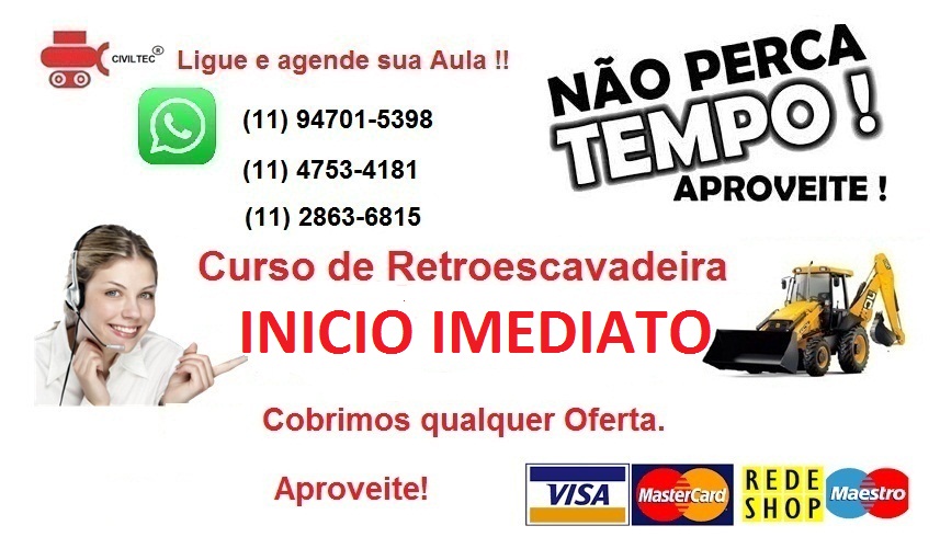 Curso de Operador de Retroescavadeiva na Zona Oeste de SP