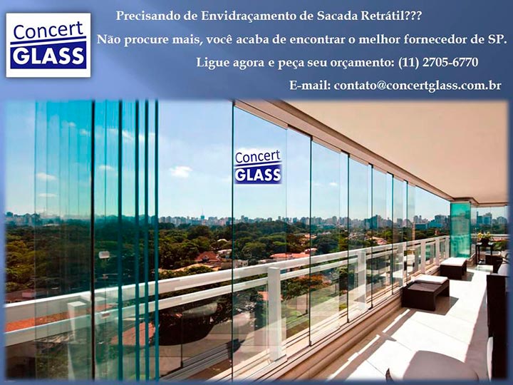 Envidraçamento de Sacada Retrátil na Vila Prudente Concert Glass