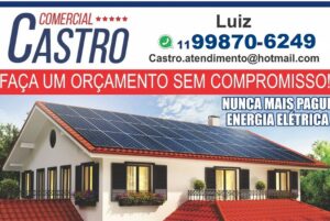 Venda e instalação de energia solar e aquecedor solar - Cotia - Comercial Castro